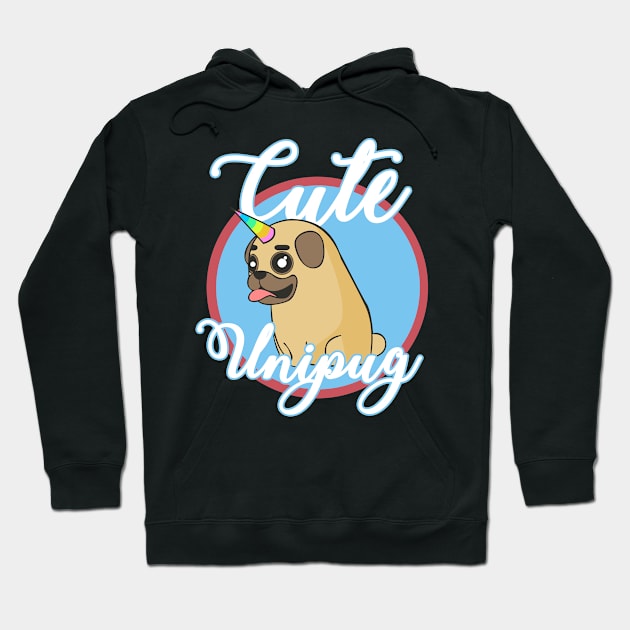 Cute unipug pug pug pug dog love unicorn dog Hoodie by OfCA Design